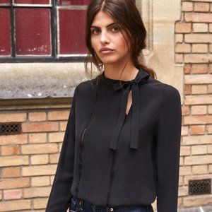 SEZANE Black Silk Haro Blouse S 36